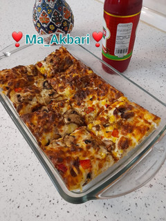 عکسی از دستور پیتزای مرغ و سبزیجات و قارچ