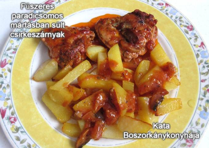 Fűszeres paradicsommártásban sült csirkeszárnyak (Gluténmentesen is) recept foto
