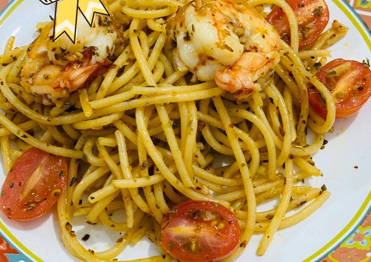 Resep Spaghetti Prawn Aglio Olio ala Mama Asi / ylovea Anti Gagal