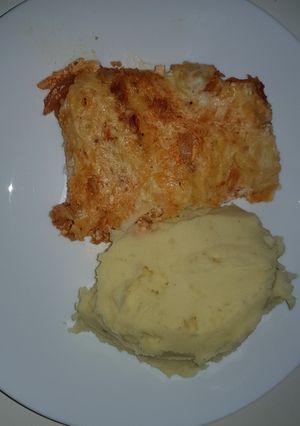 Lecsós szelet krumplipürével recept fotója