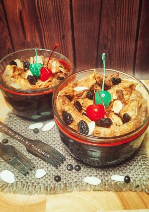 Foto resep Puding roti tawar tabur kismis dan almond #kamismanis