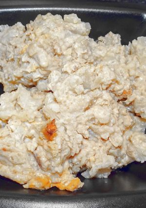 Une photo de Gratin de chou-fleur avec une sauce crémeuse à l'okara (vegan)