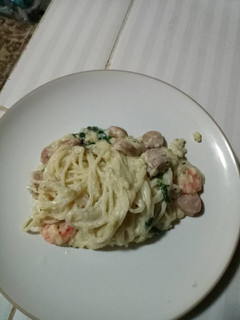 Foto resep Spaghetti carbonara dengan udang