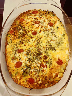 Une photo de Clafoutis tomates courgettes & Feta