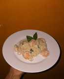 Spaghetti con camarones