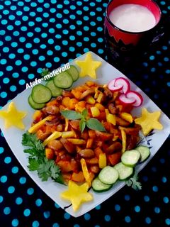 عکسی از دستور خوراک قارچ و سیب زمینی