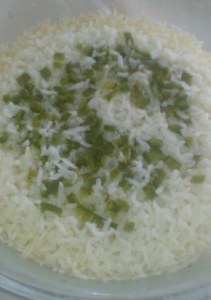 Una foto de Arroz con pimientos