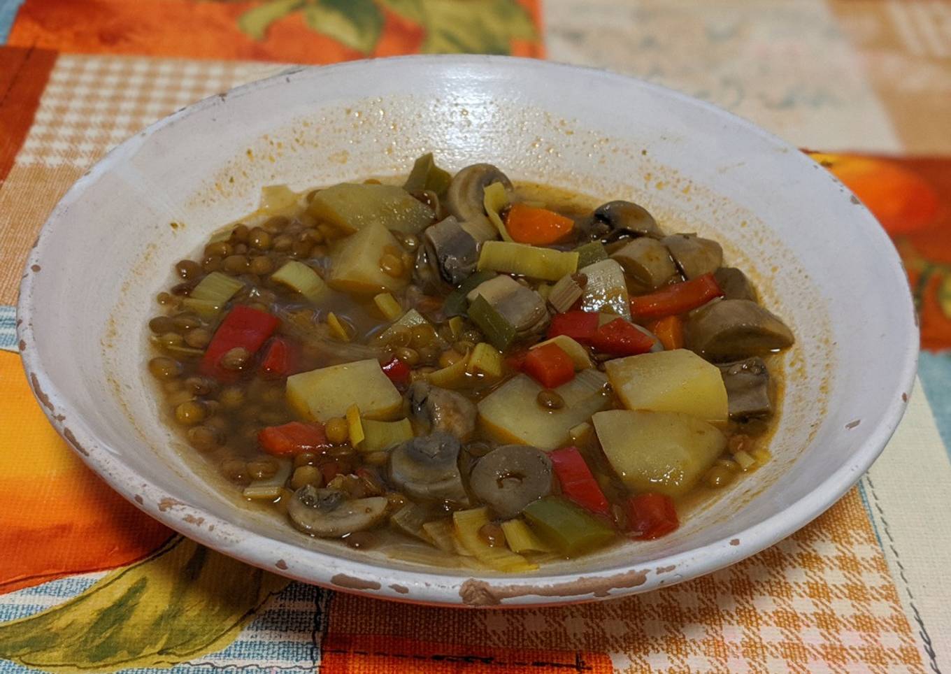 Lentejas con verduras al curry