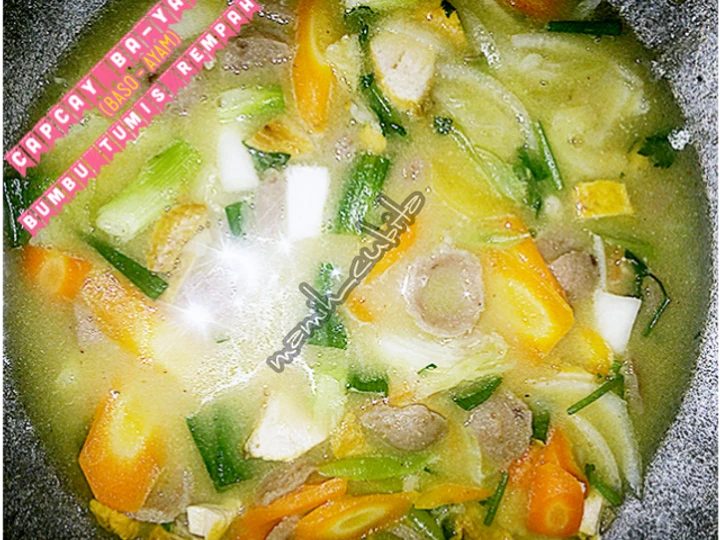 Cara Gampang Menyiapkan Resep Capcay Ba-Yam (Baso Ayam) Bumbu Tumis Rempah yang Enak Banget Anti Ribet, Lezat