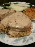 Brad's tuna steaks over couscous with pan sauce