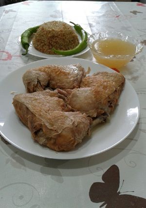 صورة لوصفة 🍗 فروج 🍋 بحامض 🍗 مع برغل بالشعيرية
