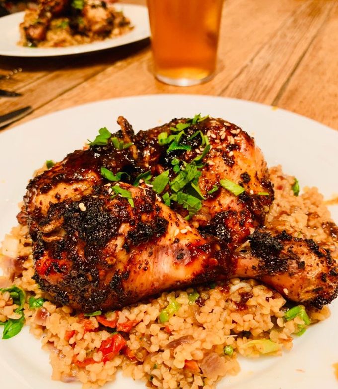 A picture of Sumac Chicken with Bulgur Salad.