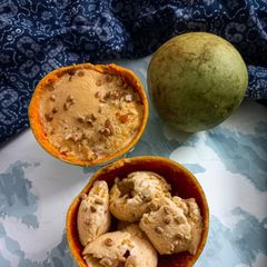 A picture of Bael ice cream (woodapple).