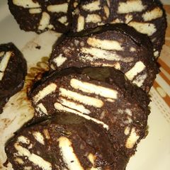 A picture of Chocolate and biscuit salami.
