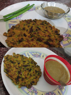 हरी प्याज़ का चीला विद टमाटर की चटनी (hari pyaz ka cheela with tamatar ki chutney recipe in Hindi) रेसिपी मुख्य फोटो