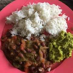 A picture of Chipotle meal box- Rajma Chawal Guacamole.