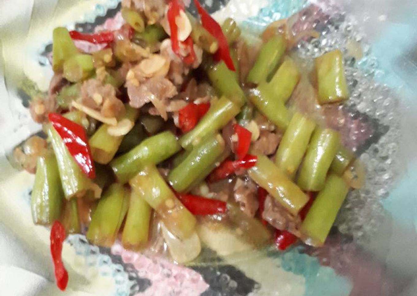 Tumis buncis daging cincang
