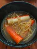 Sup jamur Enoki+crab stick