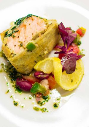 A picture of Salmon Wellington.