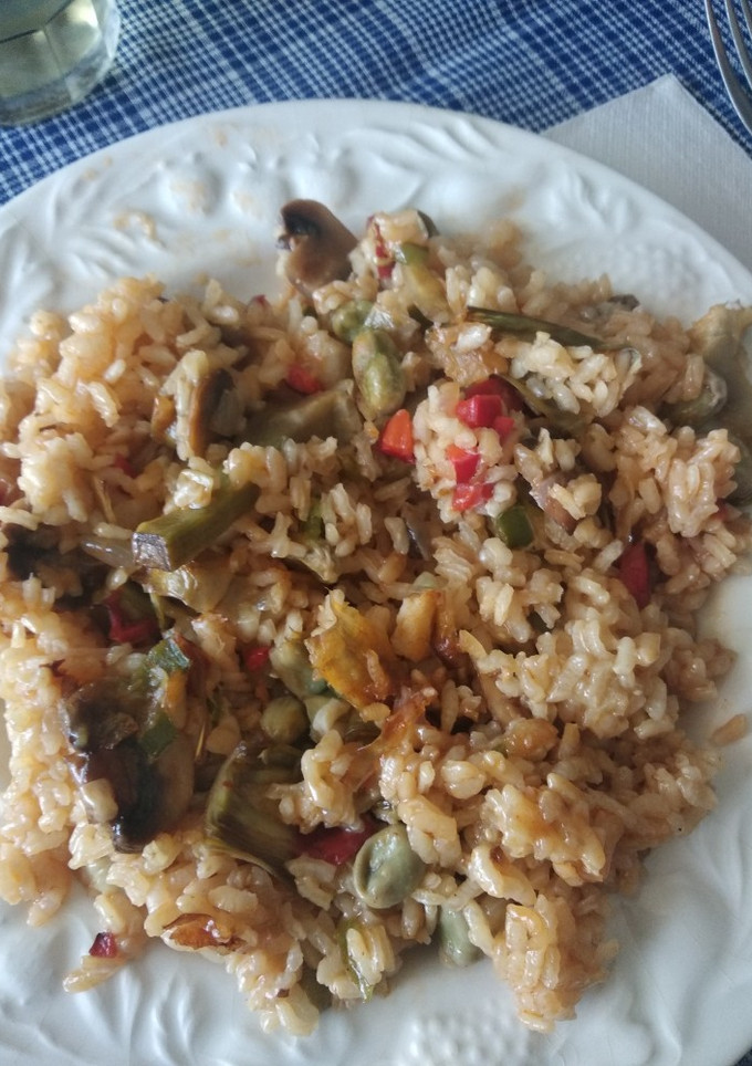 Una foto de Arroz con verduras al horno