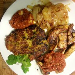 A picture of Swordfish grilled on Iron Skillet.