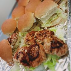Homemade Chicken burger aloha A picture of Homemade Chicken burger aloha.