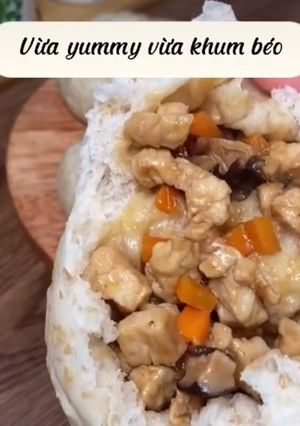 Hình của món Bánh bao gà nấm nguyên cám 🐥🍄.