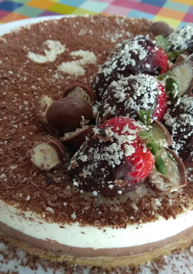 Una foto de Tarta de queso y chocolate