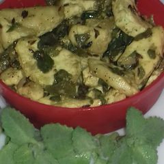 Ajwayen leaves with paneer A picture of Ajwayen leaves with paneer.
