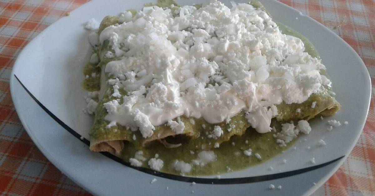 Enchiladas verdes estilo enojona ?? Receta de Zoyla Enojona ??- Cookpad