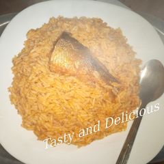 A picture of Tasty Jollof Rice with leftover stew.