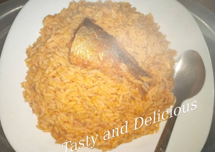 Tasty Jollof Rice with leftover stew