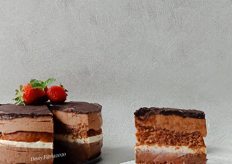 Cara Gampang Menyiapkan Double Chocolate Cheesecake (Gelatin Free) Anti Gagal