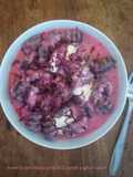 Purple gnocchi with yoghurt purple sauce