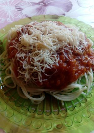Sütőtökös, vegetáriánus spagetti recept fotója