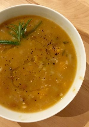 A picture of Potato, Pumpkin, and Bean Soup.