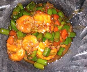 Resep mudah Oseng udang dan buncis Lezat Mantap