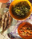 Menu harian: sayur gulai daun ubi, sambal teri jos & ikan goreng