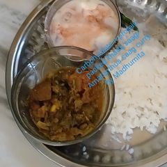 A picture of Carbohydrate n protein packed khada saag /Amaranthus veg curry.