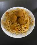 Spaghetti with veg balls