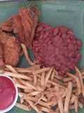 Pollo rostizado con frijoles y papas
