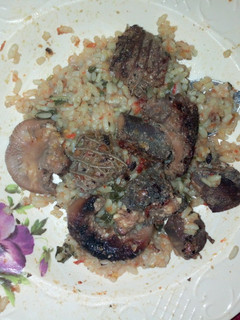 A picture of Jallop rice and kayan ciki.