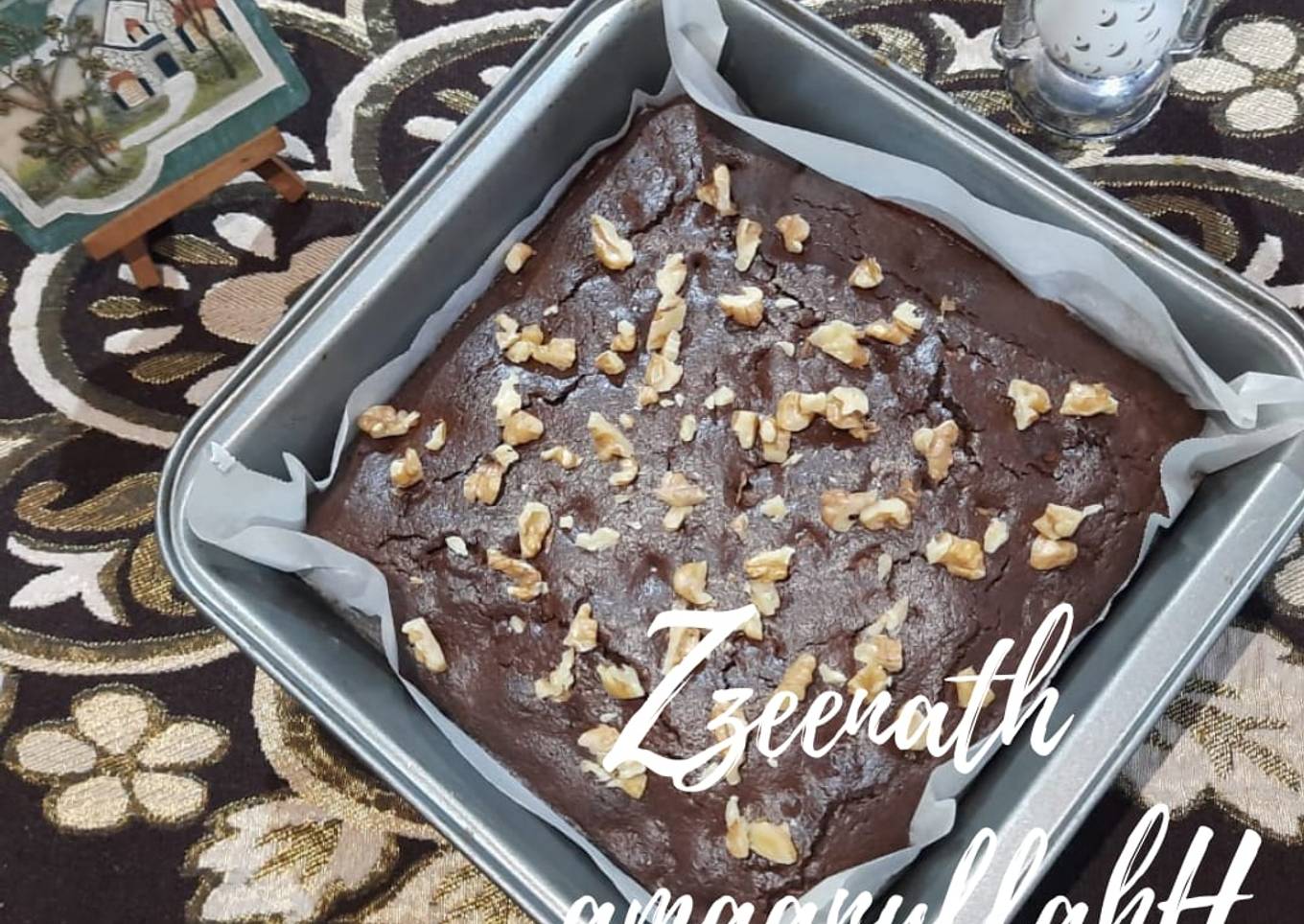 Wheat Flour Dark Chocolate and Walnut Cake