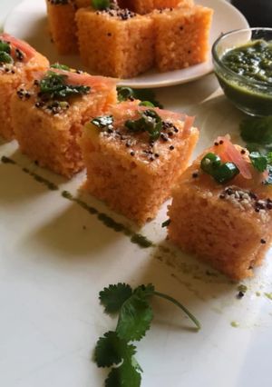 A picture of Rava carrot dhokla.