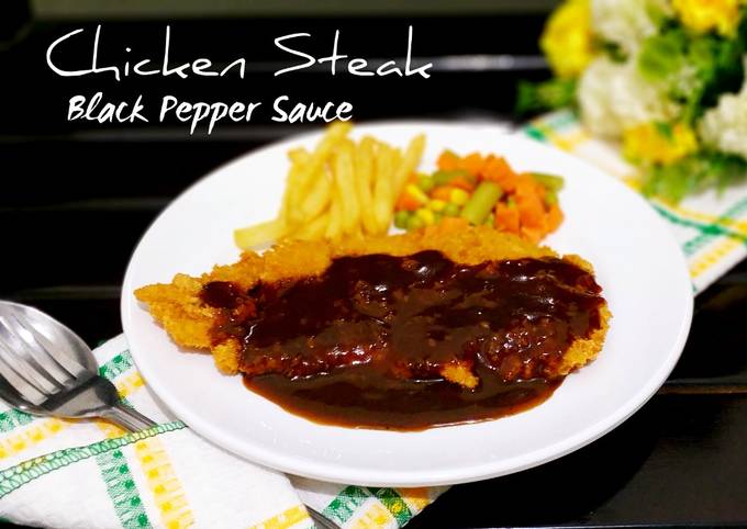 Chicken Crispy Steak with black pepper sauce a.k.a steak ayam krispi saus lada hitam