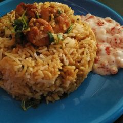 A picture of Prawns biryani.