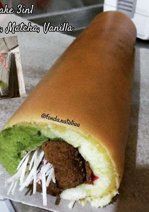 Foto resep Roll Cake Mocca Matcha Vanilla