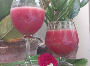 A picture of Watermelon & pomegranate fresh Juice.