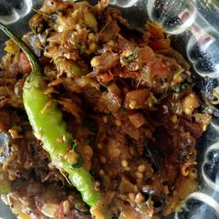 A picture of Baingan ka bhartha.