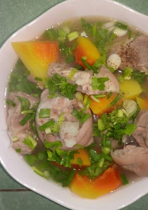 Hình của món Canh chân giò nấu đu đủ món ăn cải thiện cuối tuần.